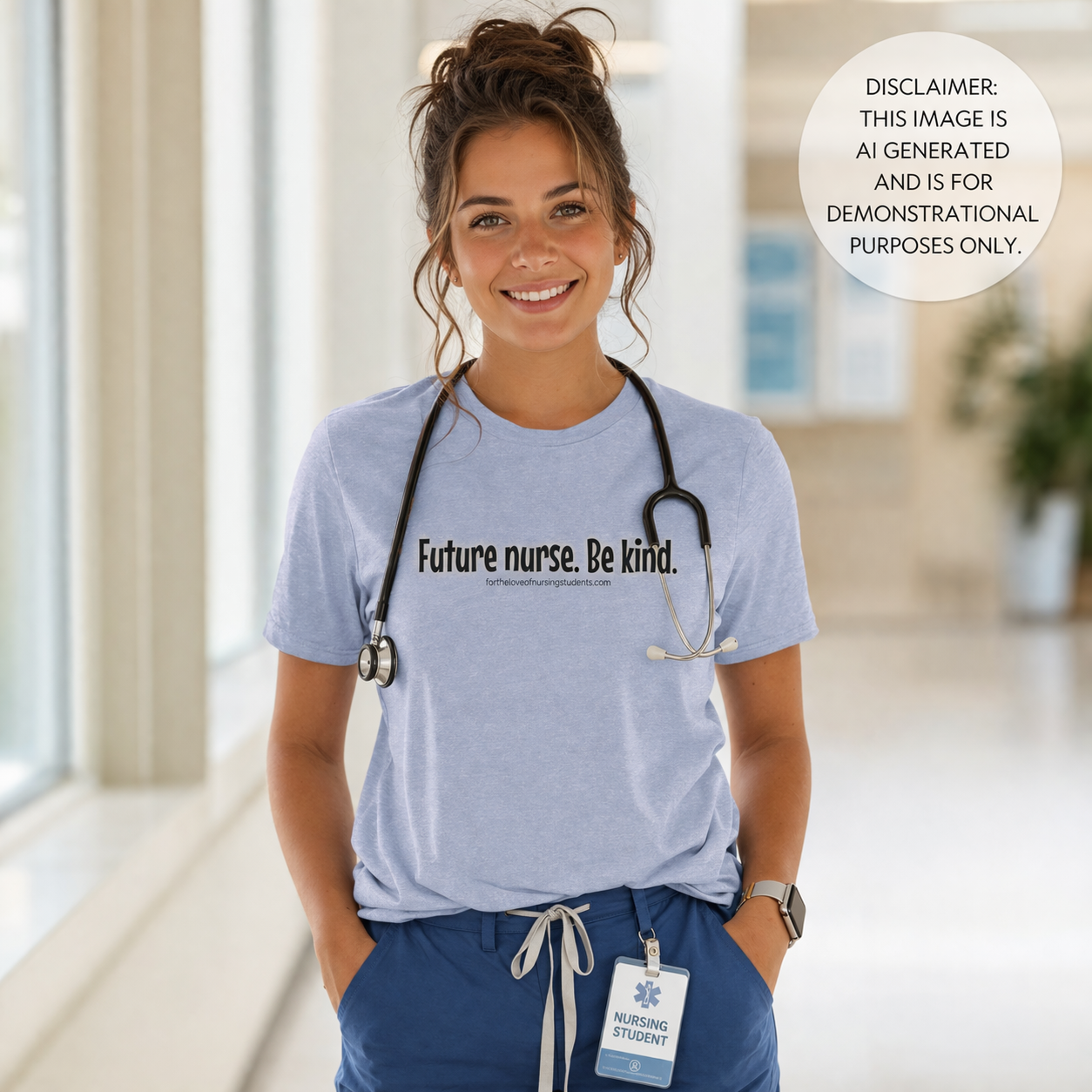 Future Nurse. Be kind. T-Shirt – Nursing Student Shirt – Funny Nurse Tee – Bella Canvas 3001CVC – Nursing School Gift