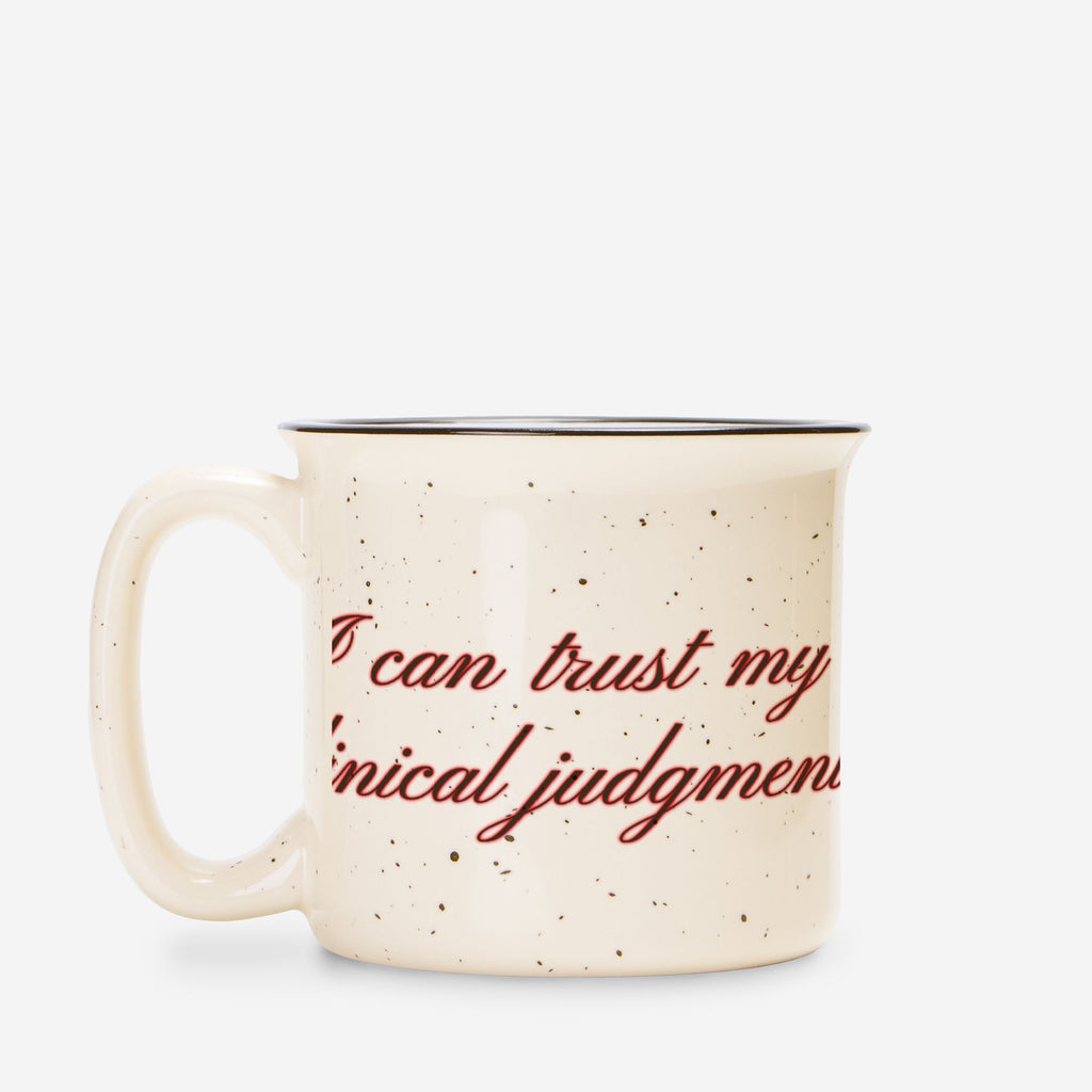 Ceramic Camp Mug 13oz Speckled Cream – “I Can Trust My Clinical Judgment” Nurse Mug, Nursing Student Gift, RN Graduation Gift