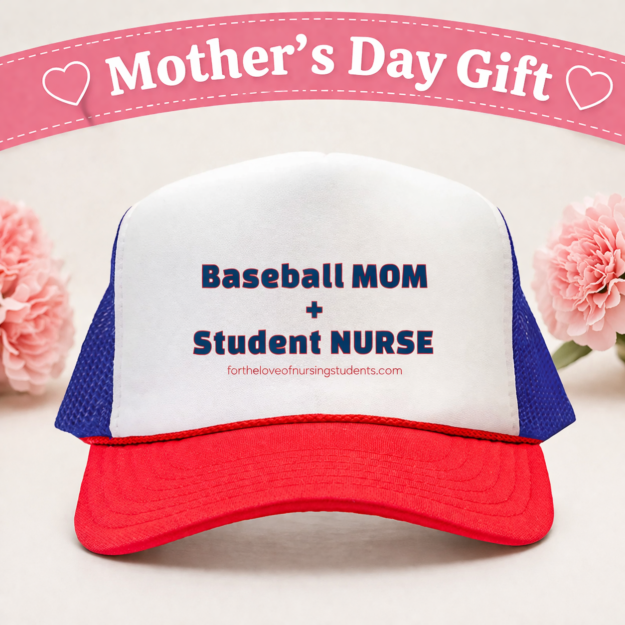Baseball Mom Student Nurse Hat – Foam Trucker Hat Otto 39-165 – Nursing Student Gift – Sports Mom Nurse Cap