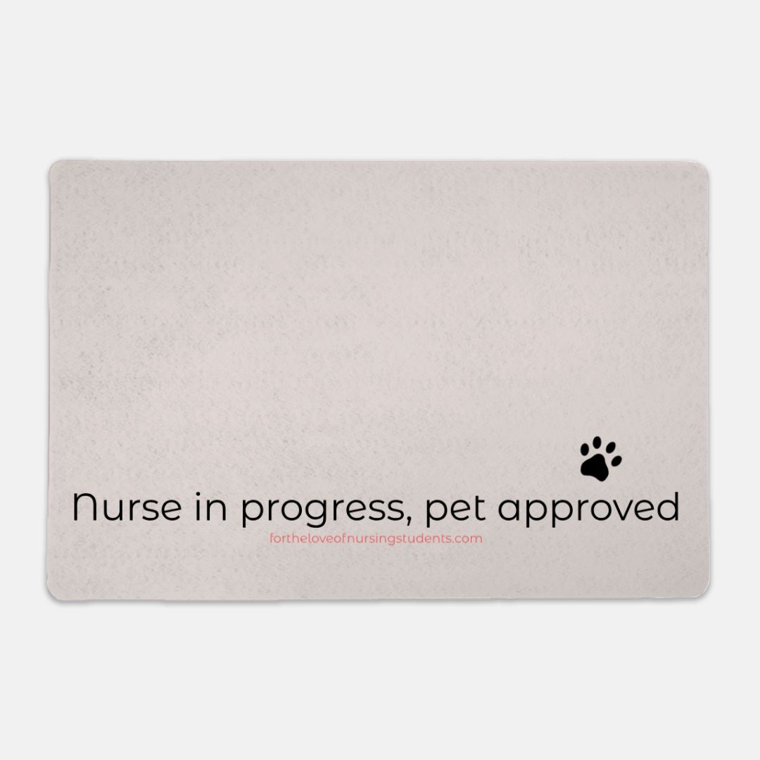 Funny Pet Mat – Nurse in Progress Pet Approved – Nursing Student Gift – Dog Feeding Mat – Pet Lover Nurse Gift